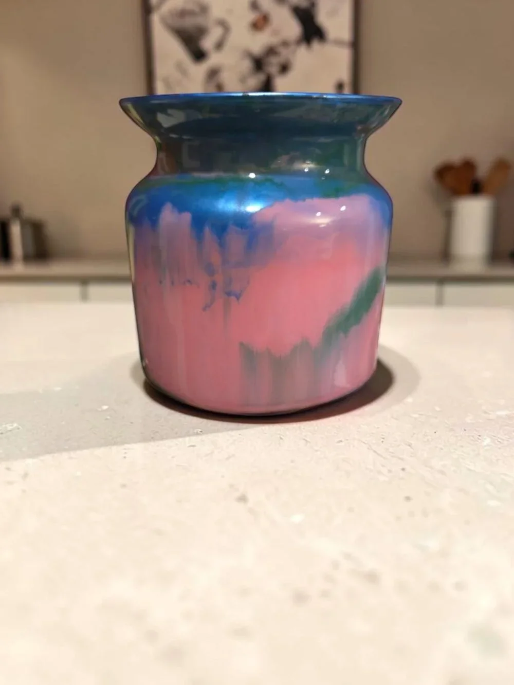Handmade Fluid Art Acrylic Pour Abstract Vase, Modern Accent, Home Decor, OOAK